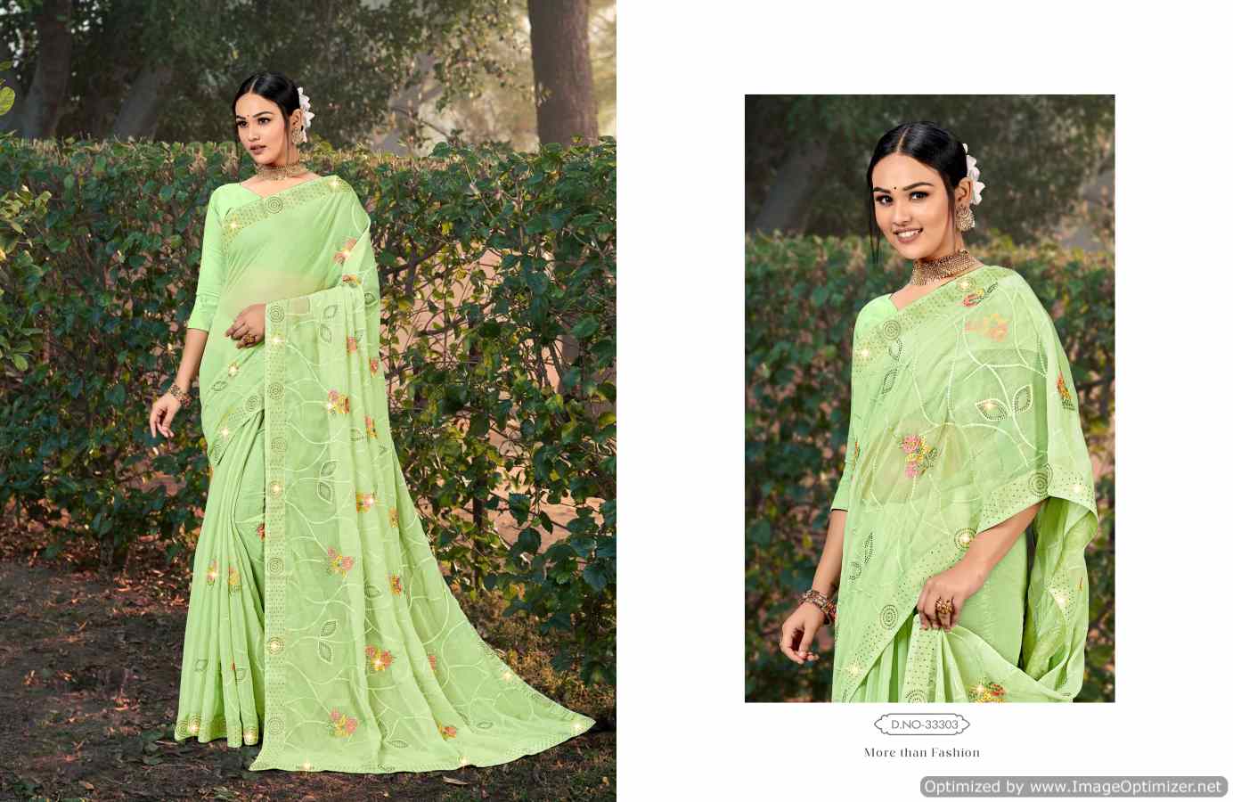 Saroj Advika 4 Fancy Simar Festive Wear Wholesale Chiffon Saree Catalog
